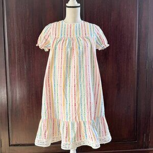Gucci Designer High End Multi-colored Vertical Stripe Cotton Girls Dress Sz L